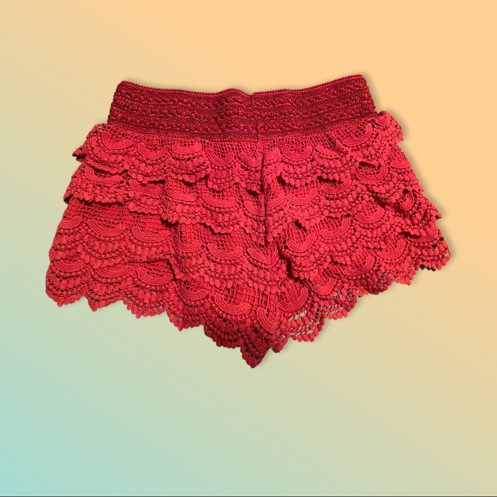 CUTE lace shorts (S)- rich brick red/rusty orange